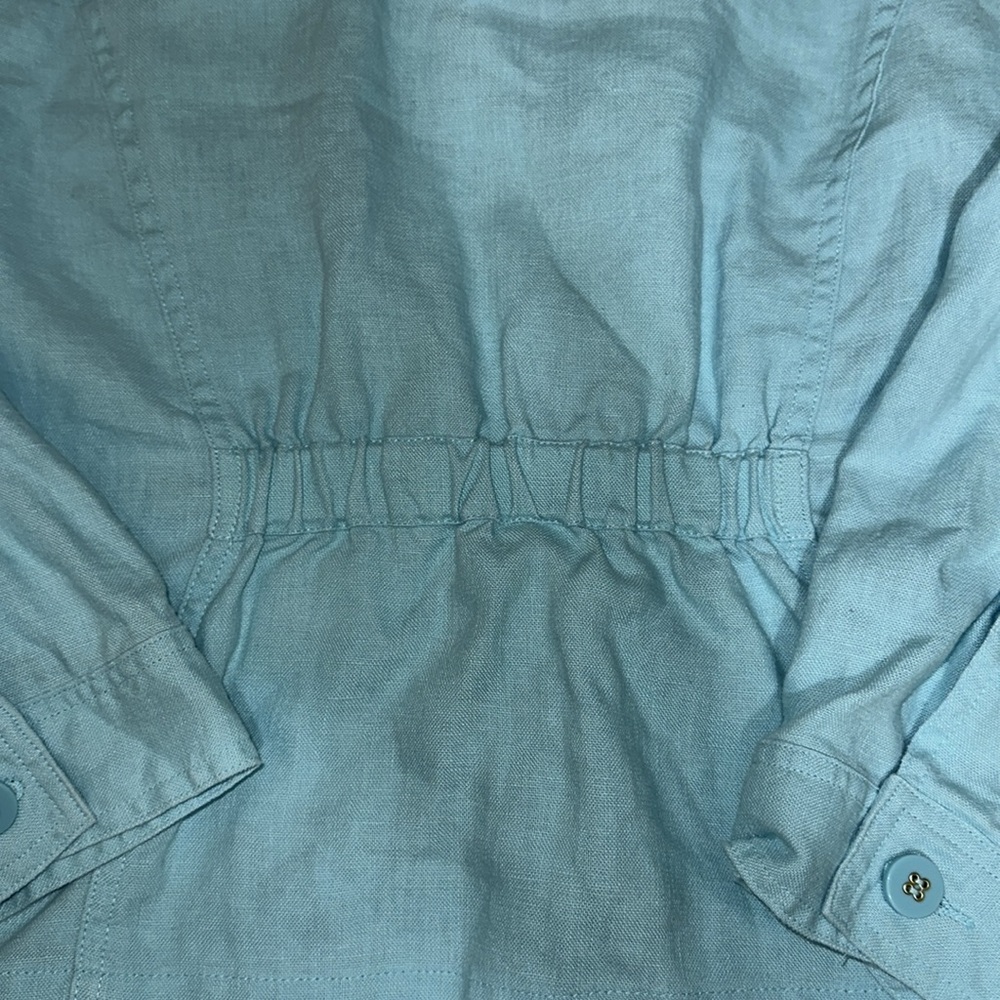 Charter Club Aqua Utility Jacket 100% linen Large vguc - Picture 5 of 7